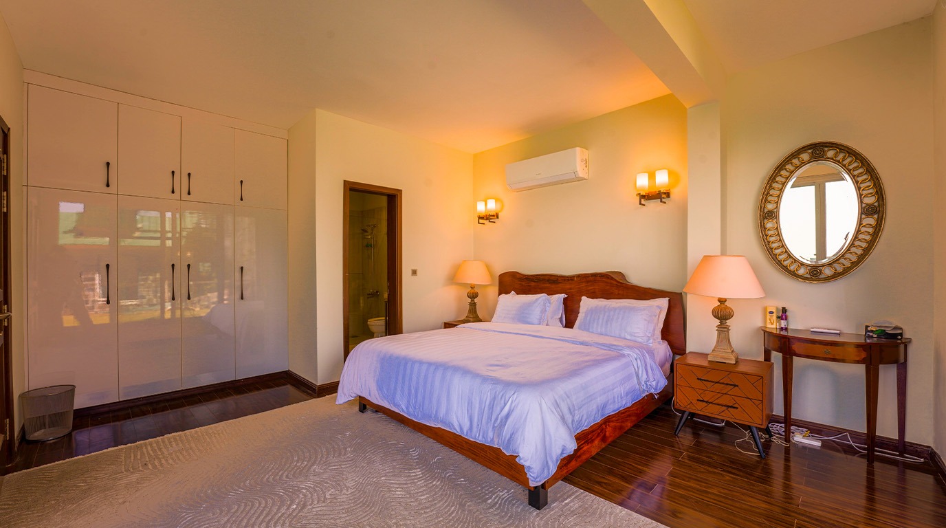 Fully furnished homes in Galiyat  master bedroom Blue Pine Mountain Homes