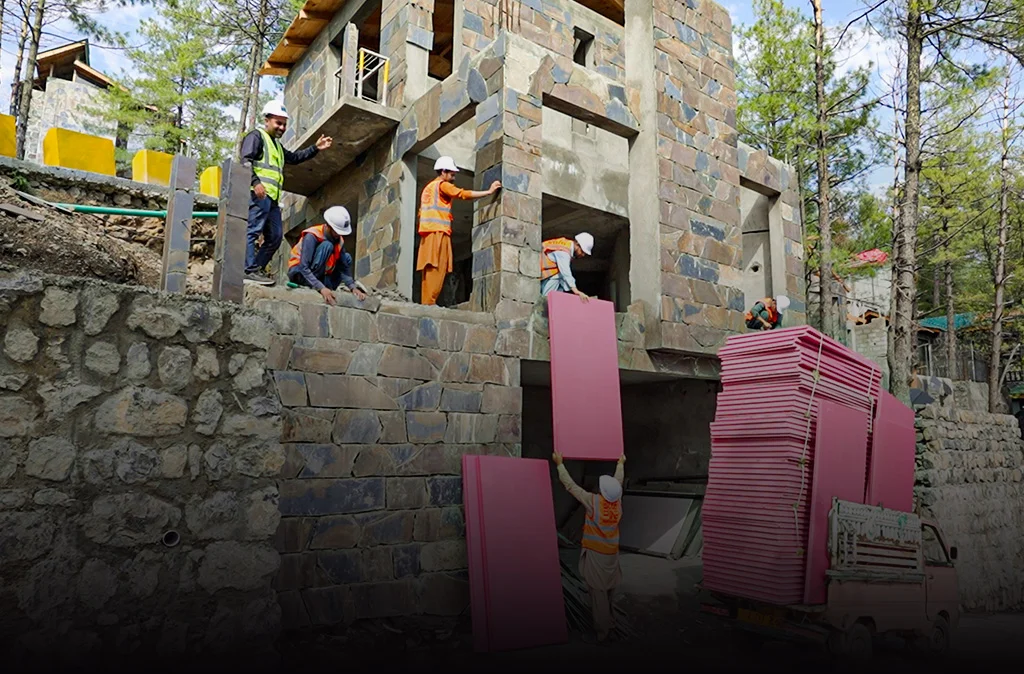 Premium real estate in Galiyat — active construction underway at Blue Pine Mountain Homes Phase 3, Changla Gali
